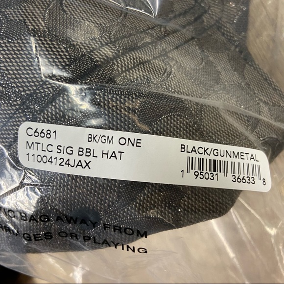 Coach Baseball Hat In Metallic Signature, Black/Gunmetal - Picture 9 of 13